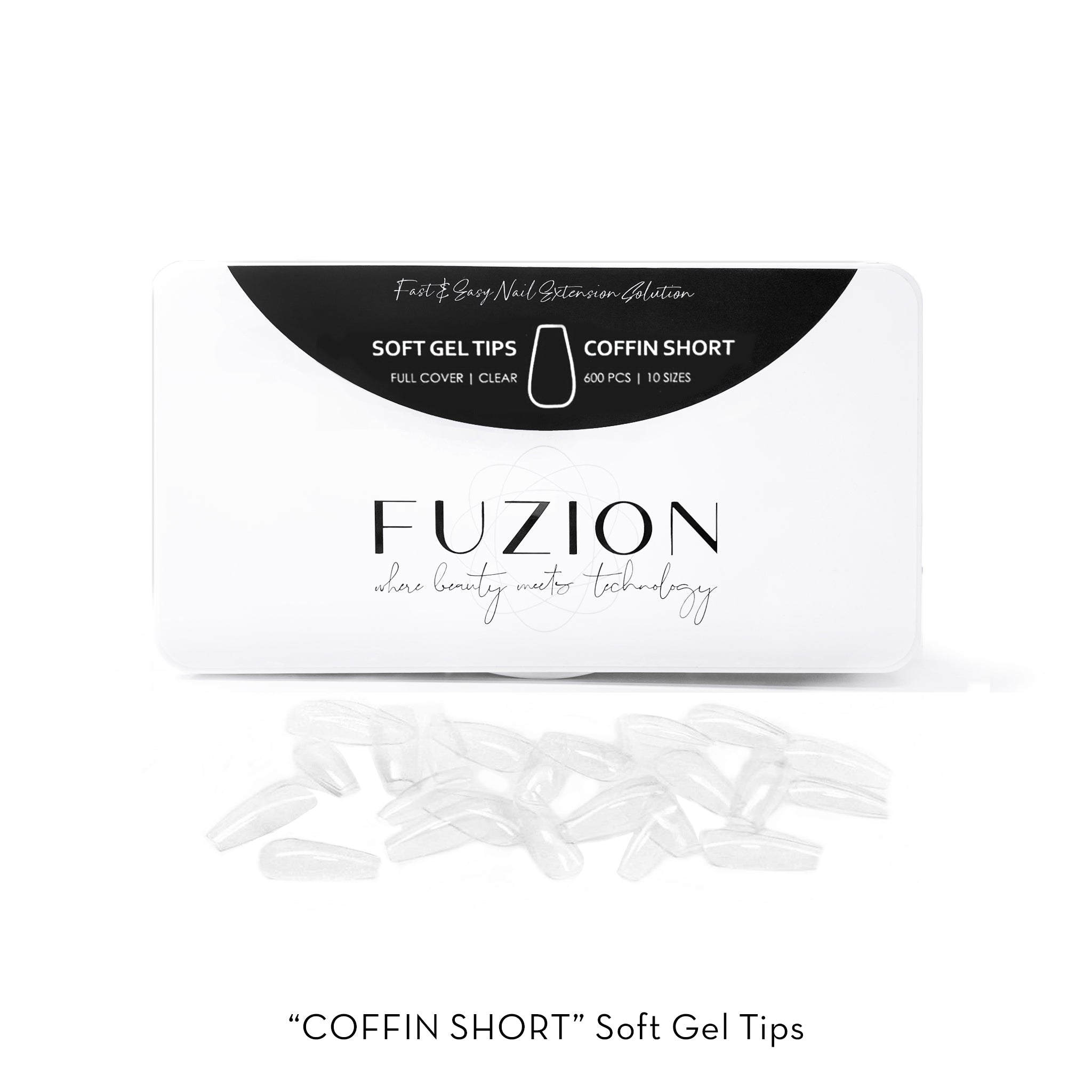 Soft Gel Tips | Coffin Short Clear - 600pk
