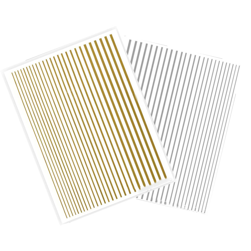 Self Adhesive Striping Tape/Decal ~ Metallic Gold or Silver | Nail Art