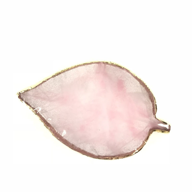 Faux Stone Nail Paint Dish (With Golden edge) Leaf or Round Shape