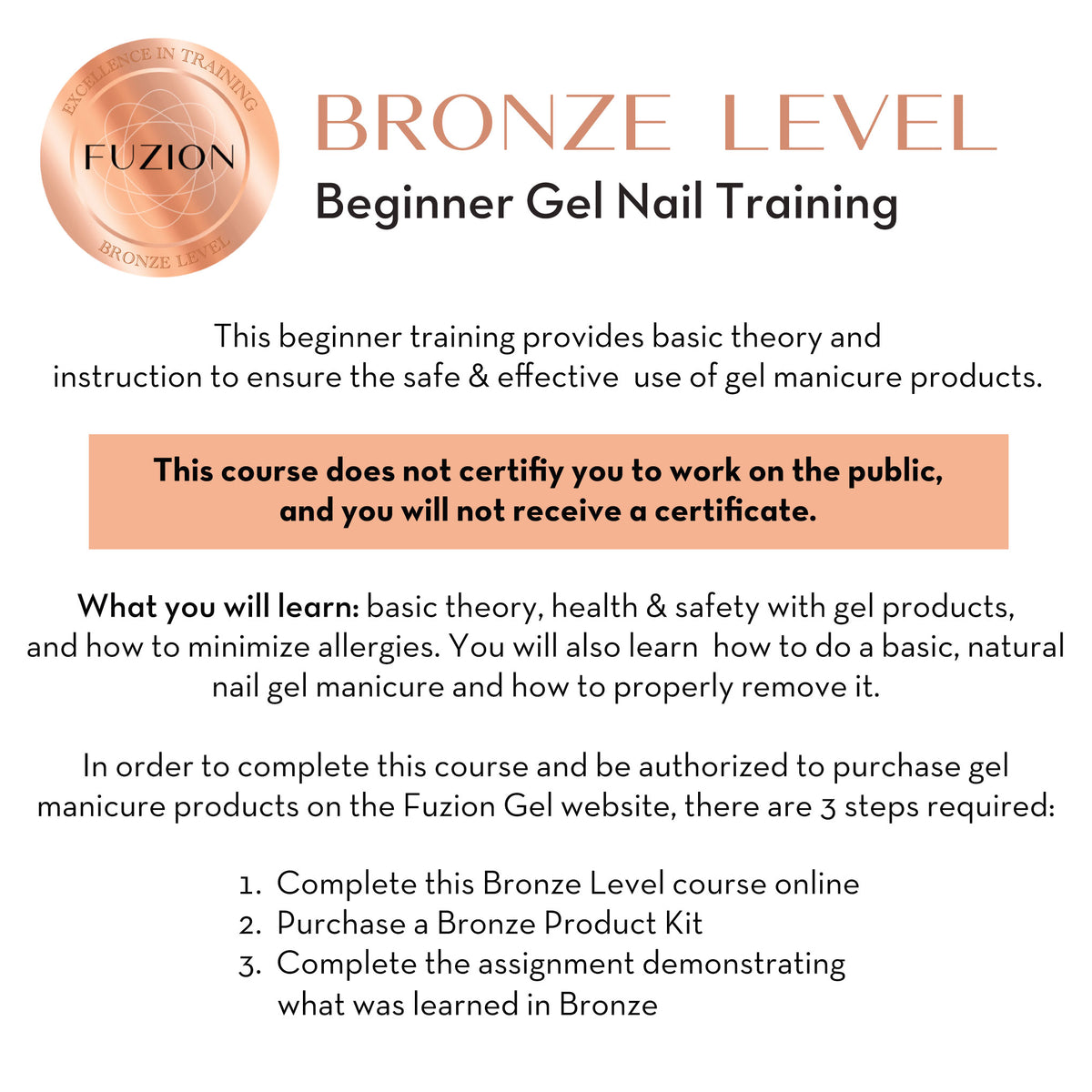 Bronze Level FREE Beginner ONLINE Gel Nail Training - Bronze Level 2024 (2624634)