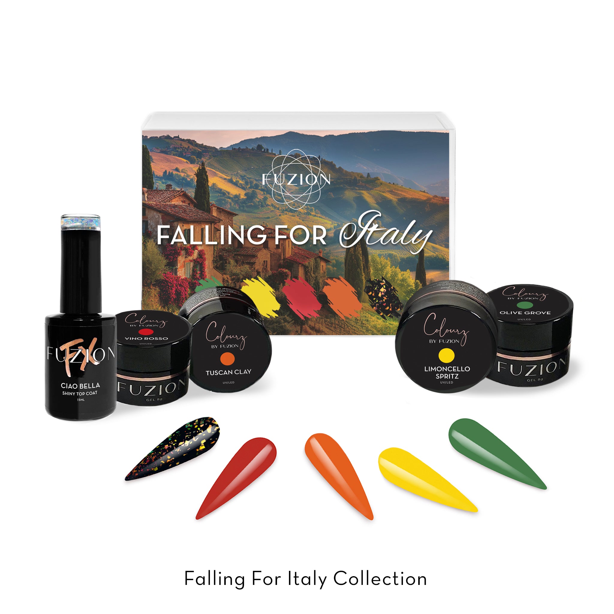 Falling For Italy | 5pc Collection Potted Hard Gel & FX Top Coat