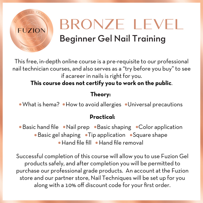 FREE Beginner ONLINE Gel Nail Training - Bronze Level