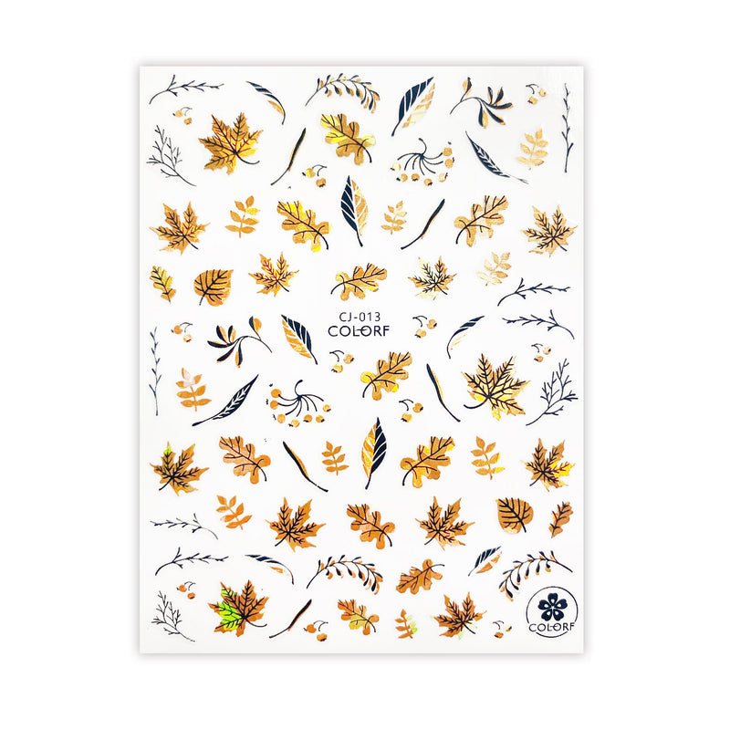 Gold & Black Fall Leaves Self Adhesive Decal | Lula Beauty