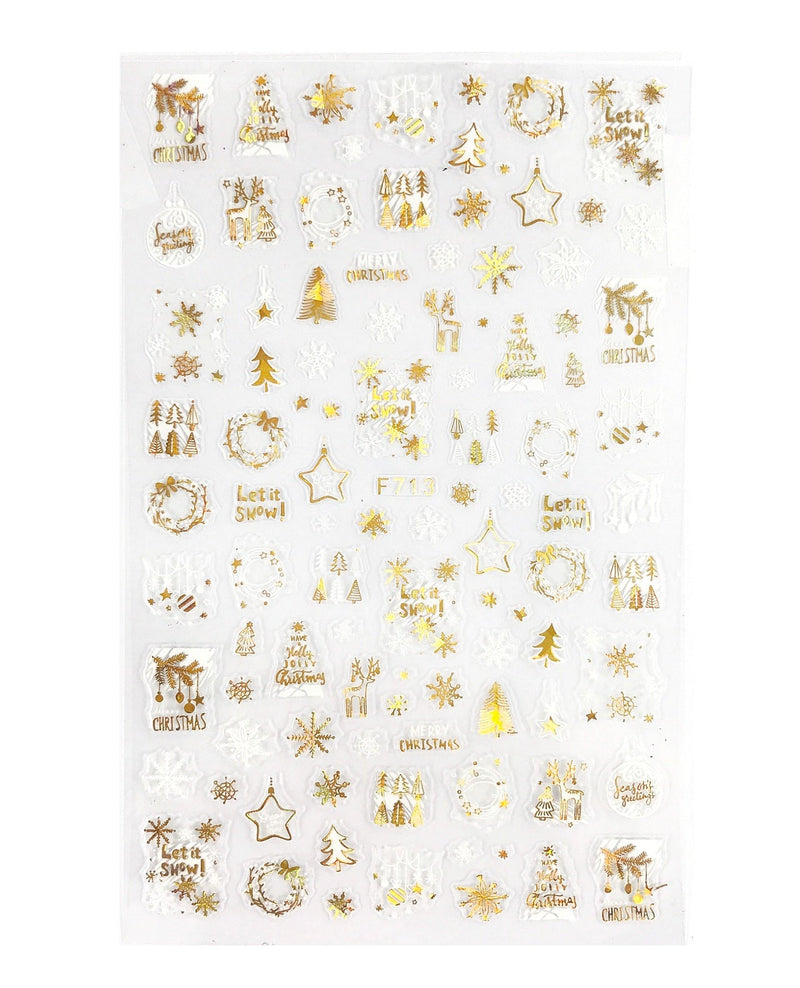 Holidays in Holo Gold ~ Snowflakes, Reindeer, Santa and More! Self Adhesive Decals | Lula Beauty