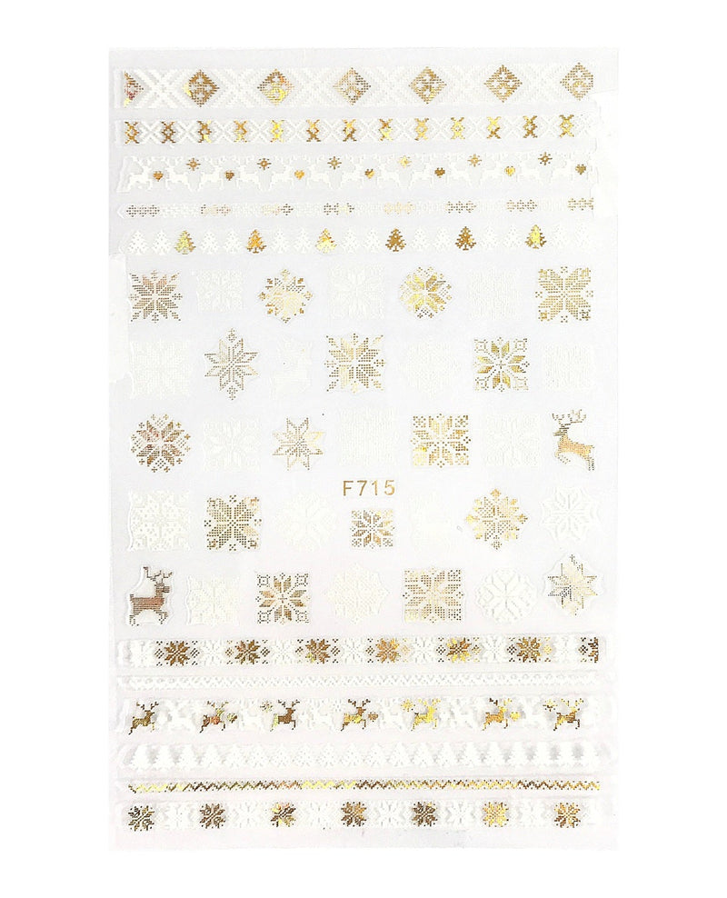Holidays in Holo Gold ~ Snowflakes, Reindeer, Santa and More! Self Adhesive Decals | Lula Beauty