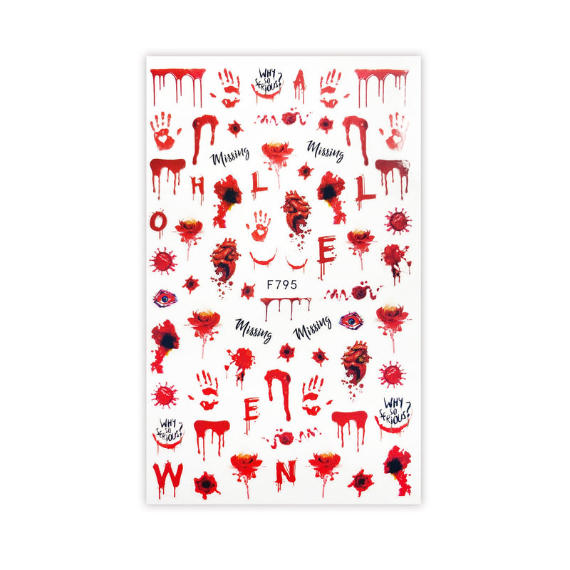 Gory Red  Halloween Decals - Self Adhesive | Lula Beauty