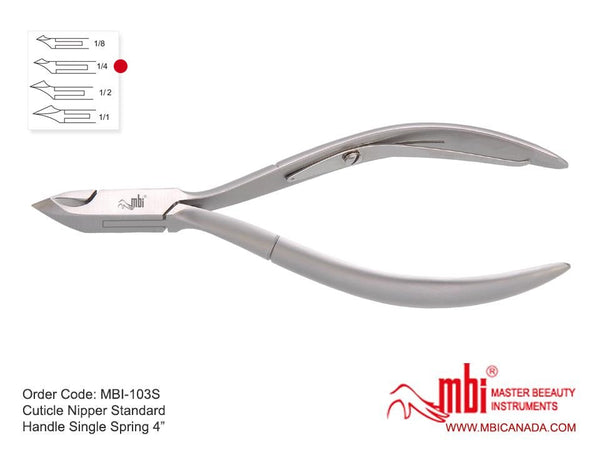 MBI-103S 1/4 Jaw Cuticle Nipper | Single Spring Handle Size 4